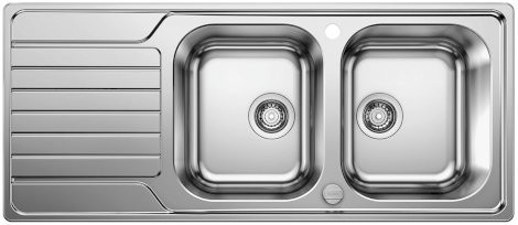 Blanco Dinas 8 S zlewozmywak 2 komory z ociekaczem bez korka stal szlachetna szczotkowana 523376