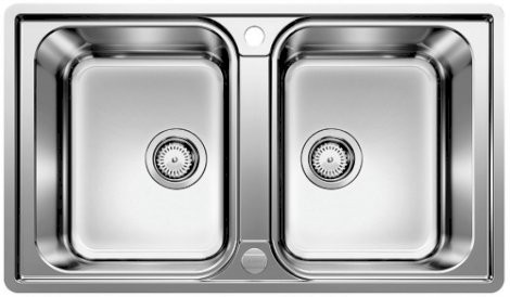 Blanco Lemis 8-IF zlewozmywak 2 komory bez ociekacza wpuszczane w blat lub na równi bez korka stal szlachetna 523039