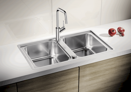 Blanco Lemis 8-IF zlewozmywak 2 komory bez ociekacza wpuszczane w blat lub na równi bez korka stal szlachetna 523039