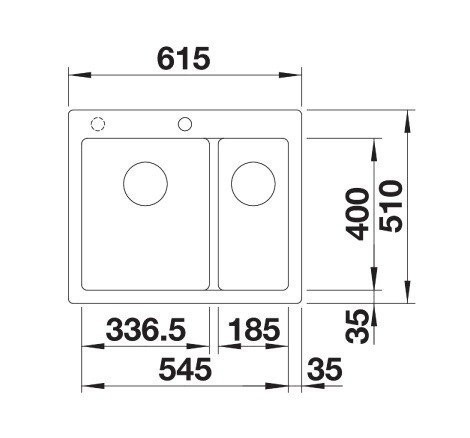 Blanco Pleon 6 Split zlewozmywak 2 komory wpuszczane w blat bez korka InFino granit biały 521693