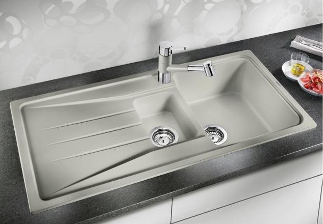 Blanco Sona 6 S zlewozmywak 1,5 komory wpuszczany w blat z ociekaczem granit kolor antracyt 519852