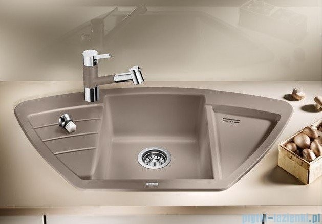 Blanco Zia 9 E Silgranit PuraDur II zlewozmywak granitowy narożny 1,5 komory z ociekaczem, bez korka automatycznego kolor biały 514758