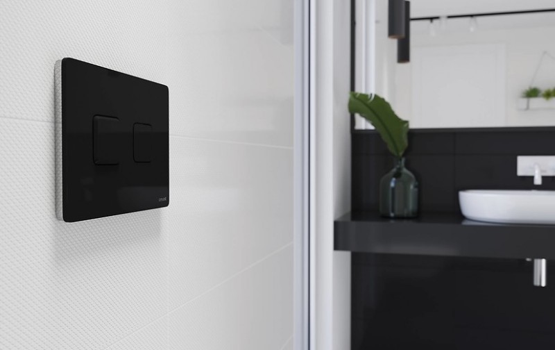 Cersanit Accento Square przycisk spłukujący do WC szkło czarne S97-058