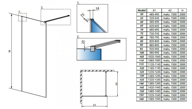 Radaway Modo X Black II kabina typu Walk-In 145 cm czarny przeźroczyste Easy Clean 389345-54-01