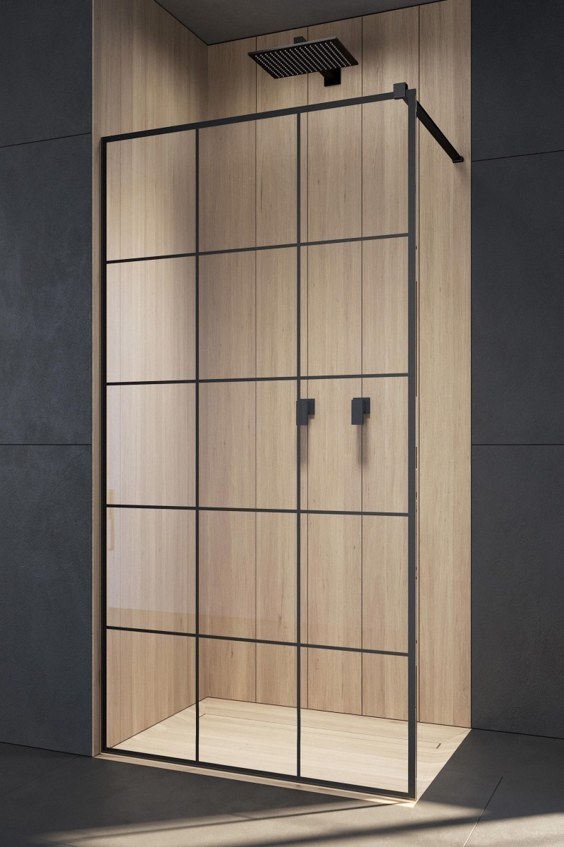 Radaway Modo X Black II Factory kabina typu Walk-In 75 cm czarny krata Easy Clean 389275-54-55