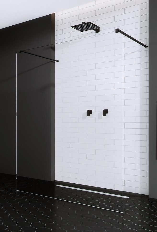 Radaway Modo X Black I kabina typu Walk-In 160 cm czarny przeźroczyste Easy Clean 388364-54-01