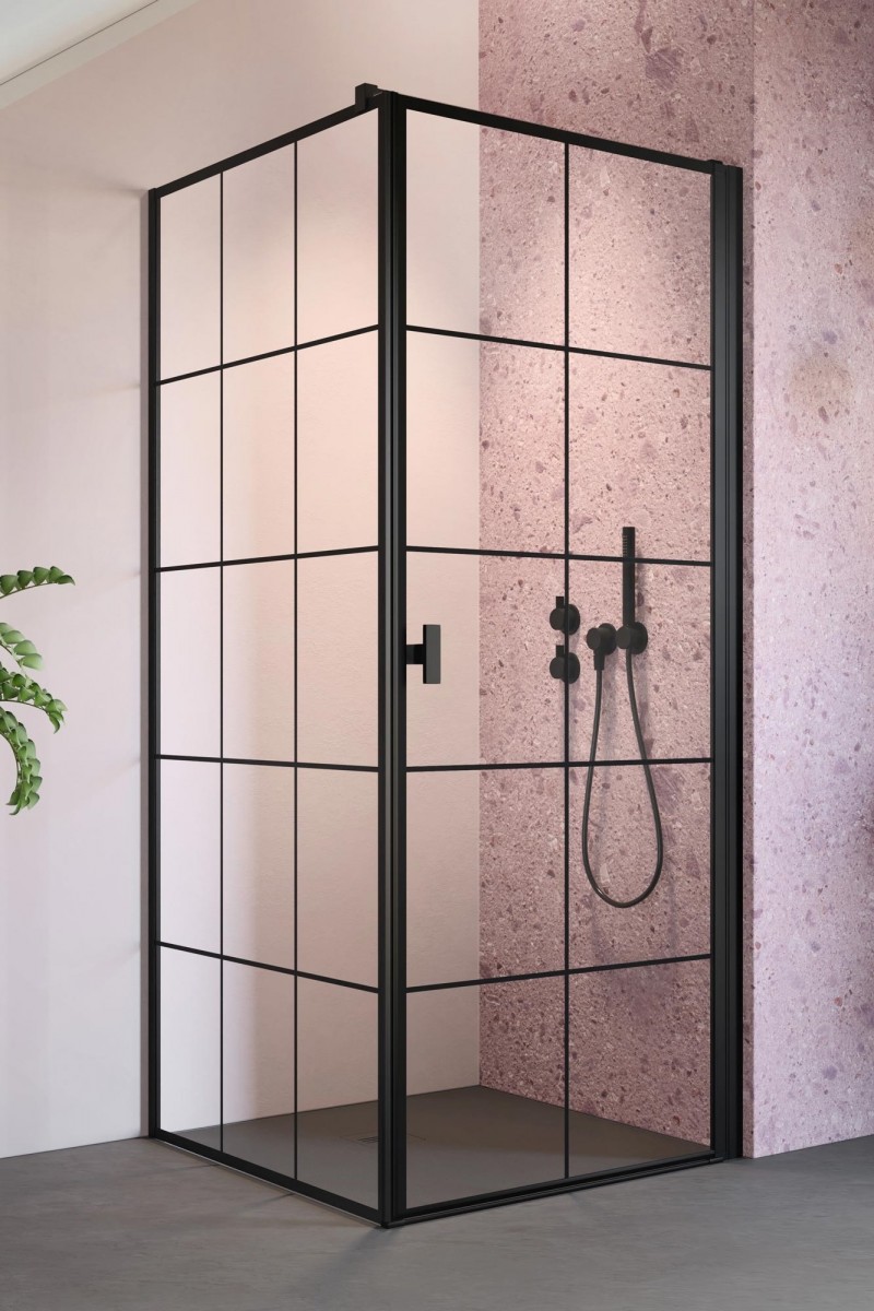 Radaway Nes Black KDJ I Factory kabina prostokątna 100x70 drzwi otwierane PRAWE 100 i ścianka 70 czarny krata Easy Clean 10022100-54-55R + 10039070-54-55