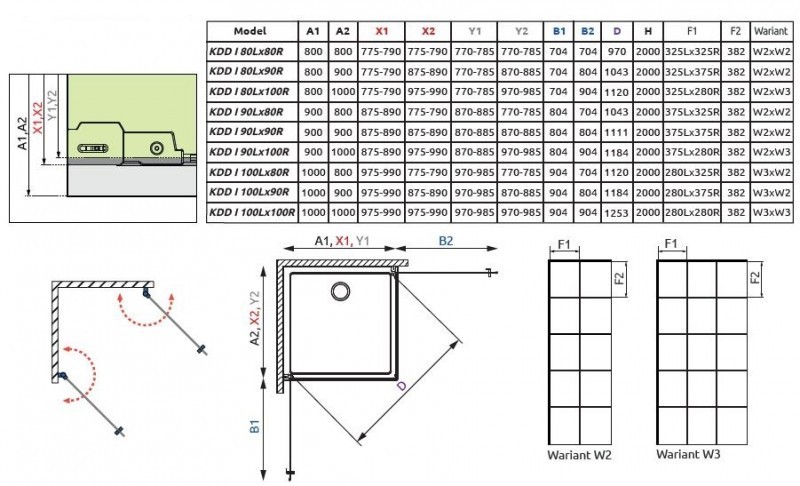 Radaway Nes Black KDD I Factory kabina kwadratowa 100x100 drzwi wahadłowe czarny krata Easy Clean 10021100-54-55L + 10021100-54-55R