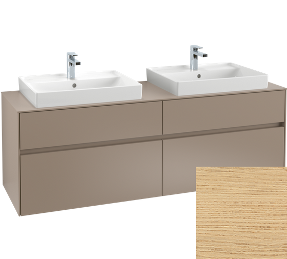 Villeroy&Boch Collaro szafka pod umywalkę wisząca do dwóch umywalek 160x54x50 cm Nordic Oak C02400VJ