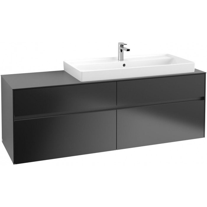 Villeroy&Boch Collaro szafka pod umywalkę wisząca umywalka z prawej strony 160x54x50 cm Black Matt Lacquer C03000PD