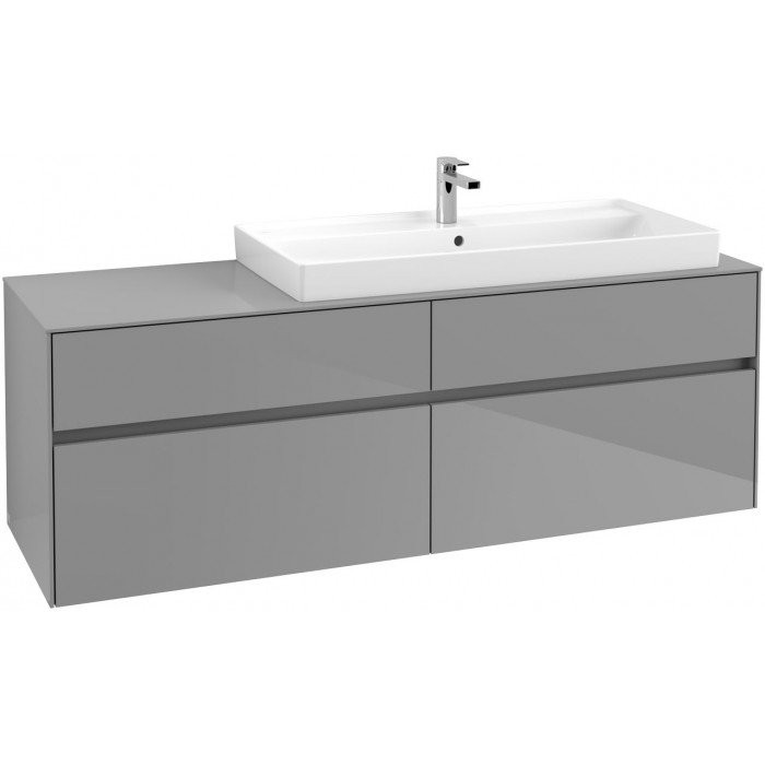 Villeroy&Boch Collaro szafka pod umywalkę wisząca z umywalką z prawej strony 160x54x50 cm Glossy Grey C03000FP