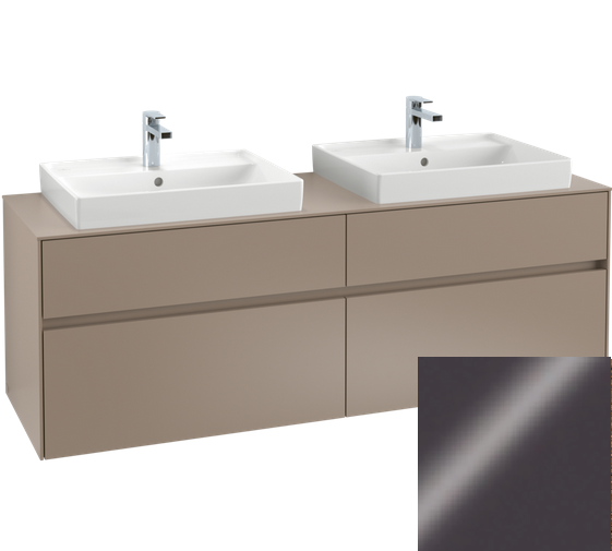 Villeroy&Boch Collaro szafka pod umywalkę wisząca do dwóch umywalek 160x54x50 cm Glossy Grey C02400FP