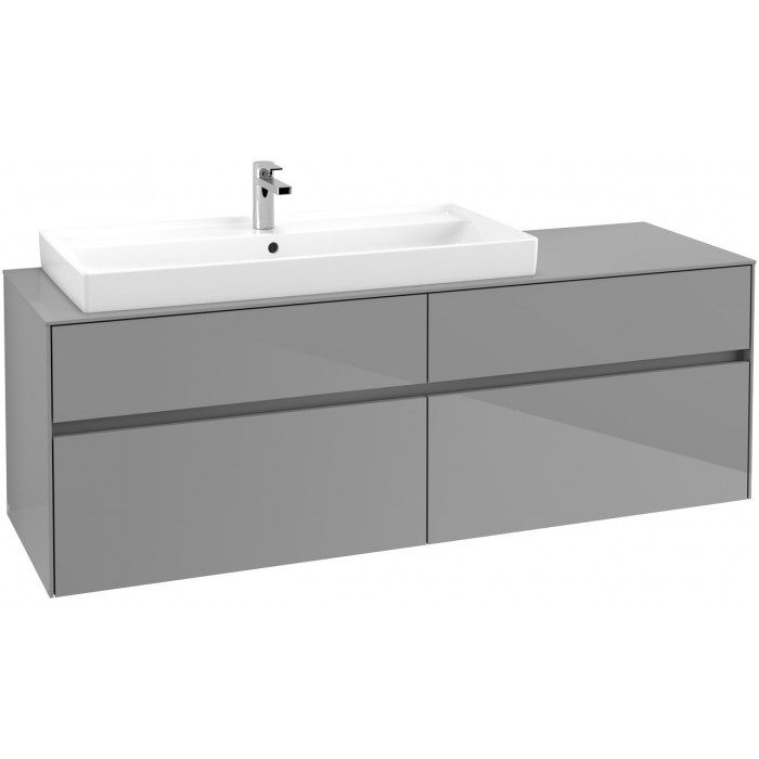 Villeroy&Boch Collaro szafka pod umywalkę wisząca z umywalką z lewej strony 160x54x50 cm Glossy Grey C02900FP