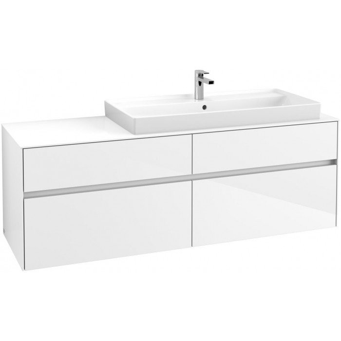 Villeroy&Boch Collaro szafka pod umywalkę wisząca z umywalką z prawej strony 160x54x50 cm Glossy White C03000DH