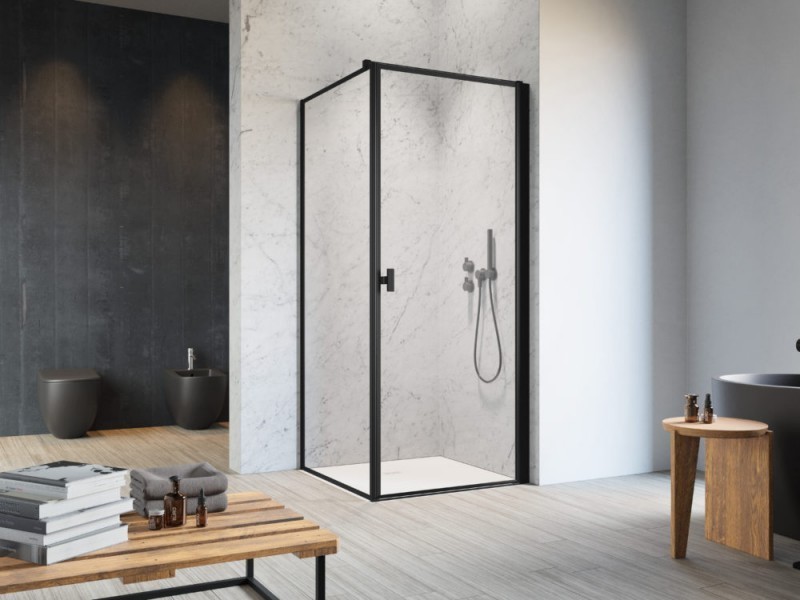 Radaway Nes Black KDJ I Frame kabina prostokątna 100x70 drzwi otwierane PRAWE 100 i ścianka 70 czarny przeźroczyste Easy Clean 10022100-54-56R + 10039070-54-56