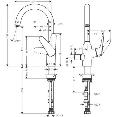 Hansgrohe M42 M424-H220 bateria kuchenna zlewozmywakowa z zaworem odcinającym do urzadzeń chrom 71803000