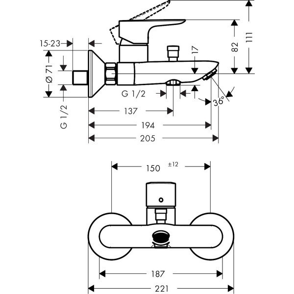 Hansgrohe FinishPlus Talis E bateria wannowa natynkowa biały matowy 71740700