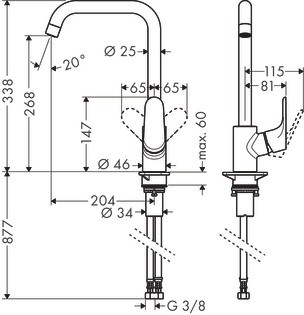Hansgrohe 260 bateria kuchenna z obracaną wylewką czarny matowy 31820670