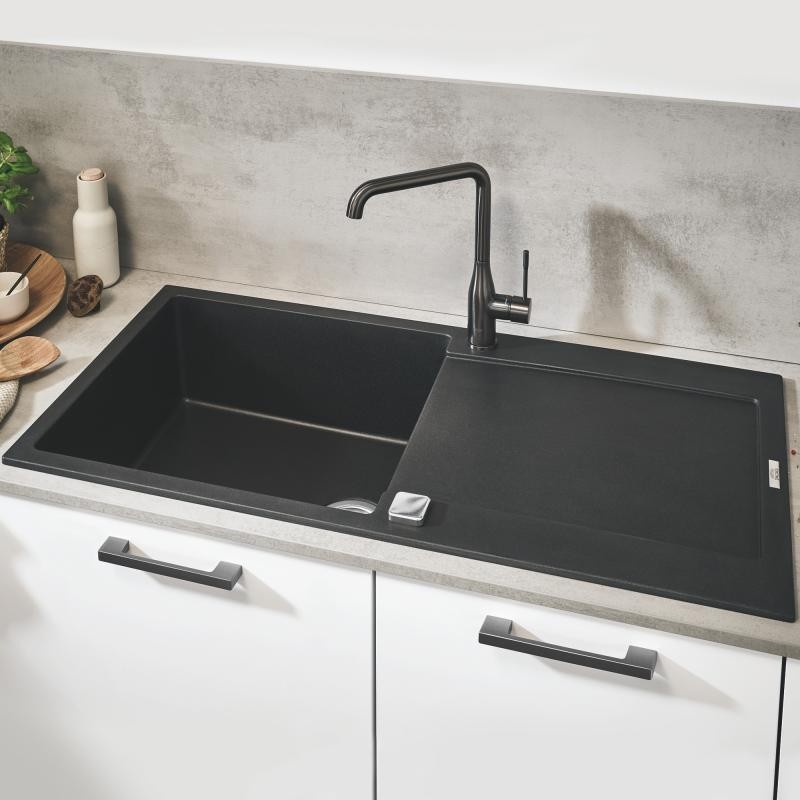 Grohe K500 zlewozmywak wpuszczany w blat 1 komora z ociekaczem 100x50 cm czarny granit 31645AP0