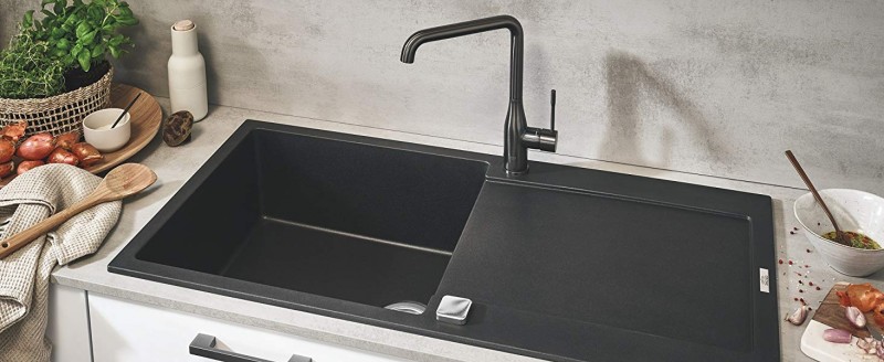 Grohe K400 zlewozmywak wpuszczany w blat 1 komora z ociekaczem 100x50 cm czarny granit 31641AP0