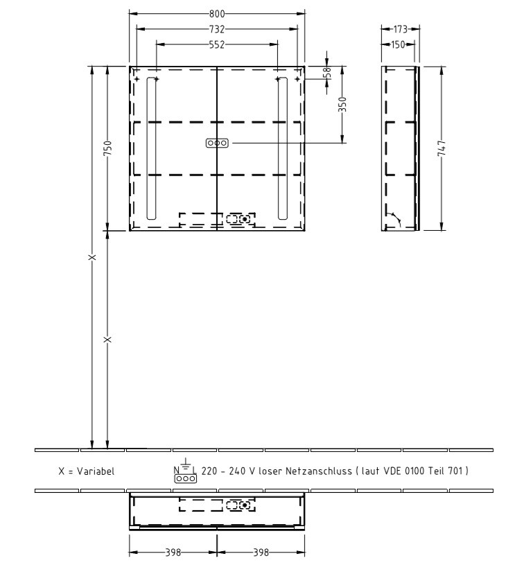 Villeroy&Boch My view 14 szafka z lustrem z oświetleniem LED 80x75 cm A4218000