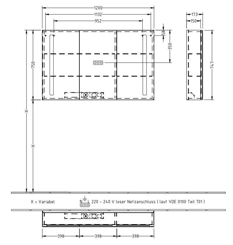 Villeroy&Boch My view 14 + szafka z lustrem z oświetleniem LED 120x75 cm A4331200
