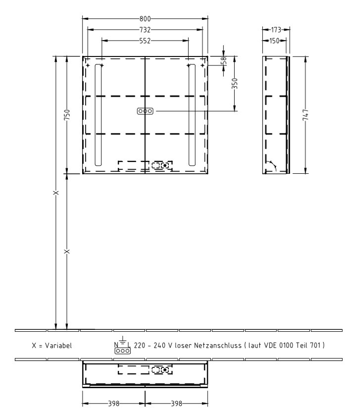 Villeroy&Boch My view 14 + szafka z lustrem z oświetleniem LED 80x75 cm A4338000