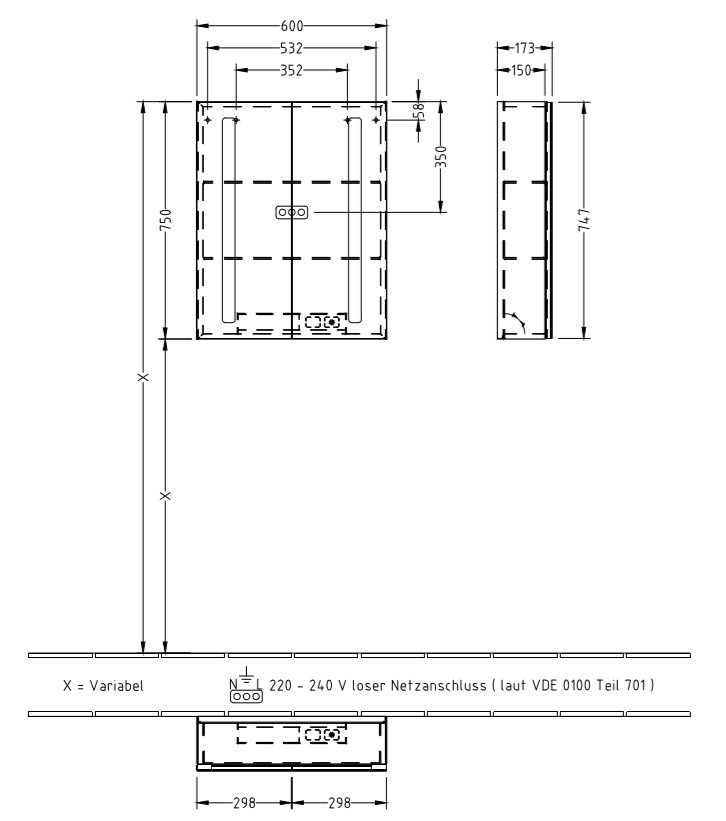 Villeroy&Boch My view 14 + szafka z lustrem z oświetleniem LED 60x75 cm A4336000