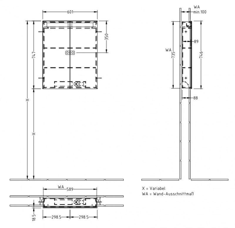 Villeroy&Boch My view in szafka z lustrem z oświetleniem LED do zabudowy 60x75 cm A4356000