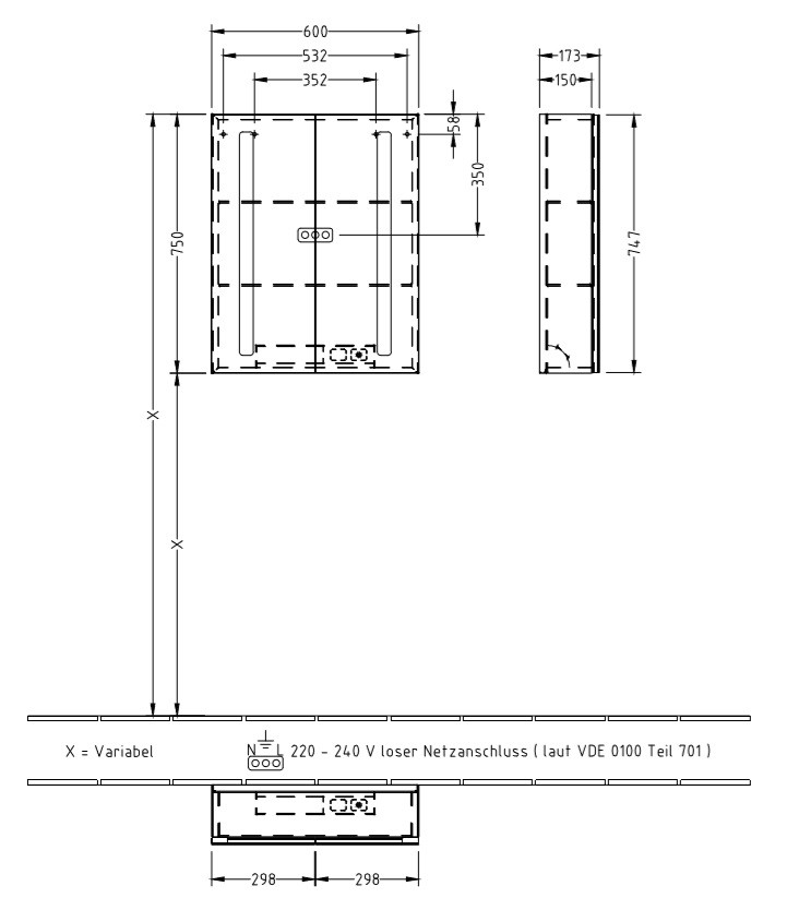 Villeroy&Boch My view 14 szafka z lustrem z oświetleniem LED 60x75 cm A4206000