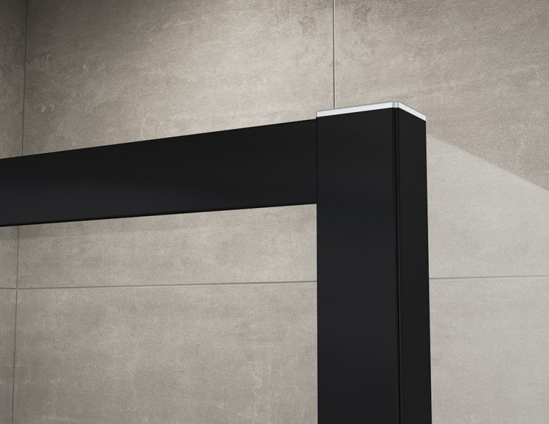 Sanswiss Solino Black Line parawan nawannowy 2-częściowy wahadłowy 120 cm L/P czarny mat przeźroczyste SOEB131200607