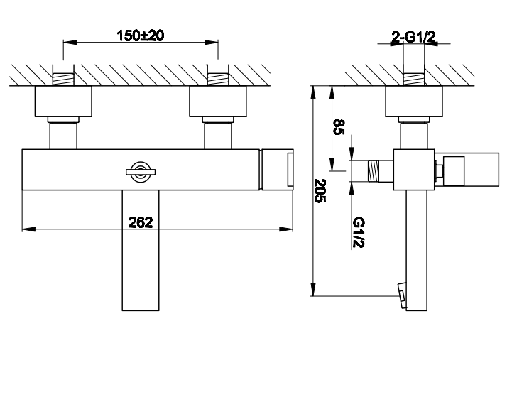 Kohlman Excelent bateria wannowa ścienna chrom QW110H