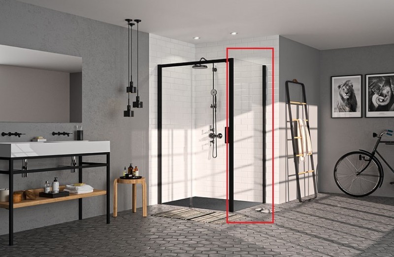 Huppe Classics 2 EasyEntry Black Edition ścianka boczna 75cm wys.200 czarny przeźroczyste AntiPlaque C25402.123.322