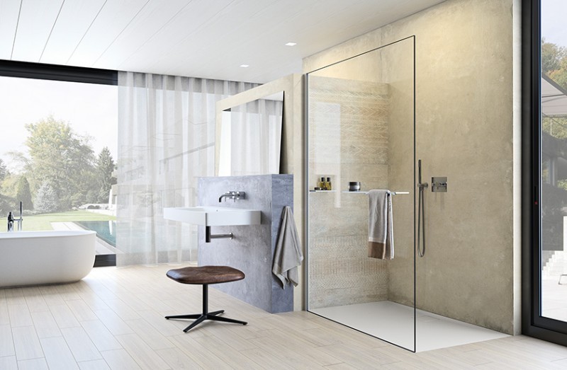 Huppe Select+ ścianka WALK-IN bez wspornika z listwą przyścienną Hüppe Select+ Tablet i Shelf 100 cm srebrny matowy przeźroczyste 10 mm Anti-Plaque SL0104087322