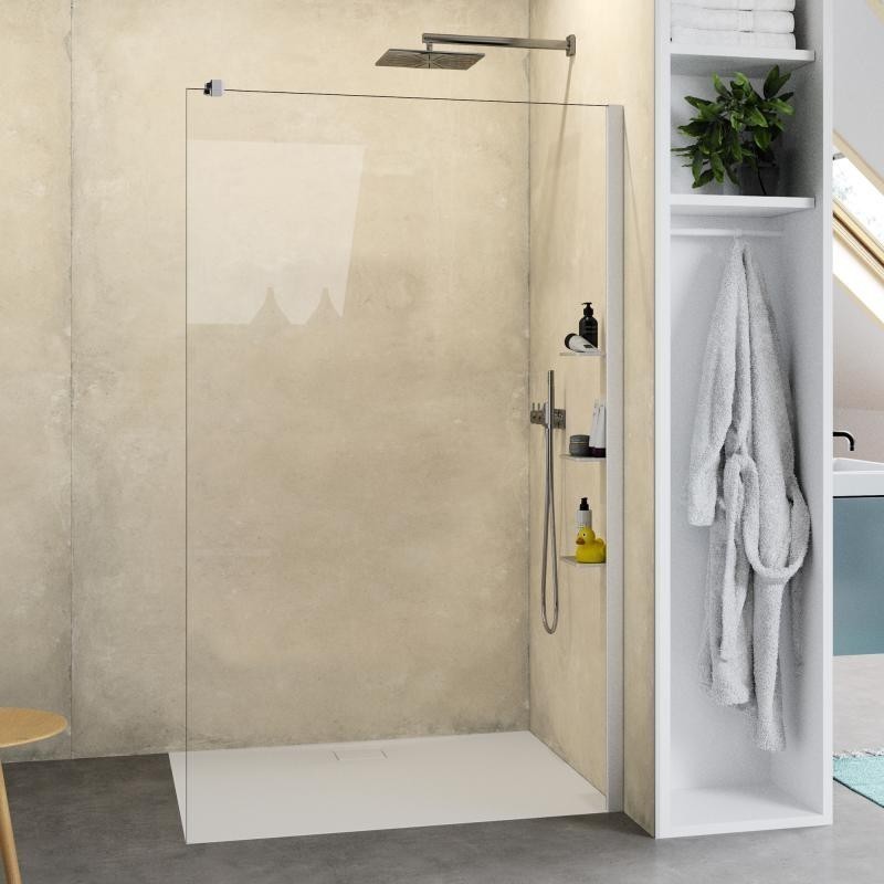 Huppe Select+ ścianka WALK-IN z listwą przyścienną Hüppe Select+ i Tablet 110 cm srebrny matowy przeźroczyste 8 mm Anti-Plaque SL0308087322