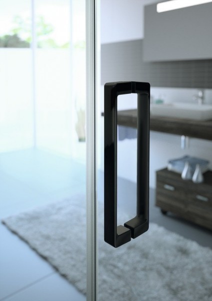 Huppe Classics 2 EasyEntry Black Edition 1/2 kabiny część prawa 75 cm drzwi suwane 2-cz. wys.200 cm czarny przeźroczyste AntiPlaque C25207.123.322