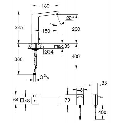 Grohe Eurocube E bateria elektroniczna umywalkowa chrom 36441000