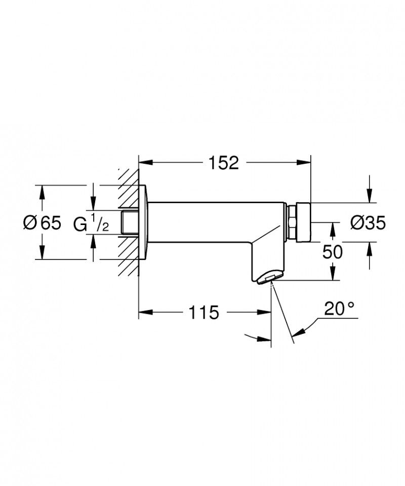 Grohe Euroeco Cosmopolitan T Samozamykający zawór ścienny chrom 36266000