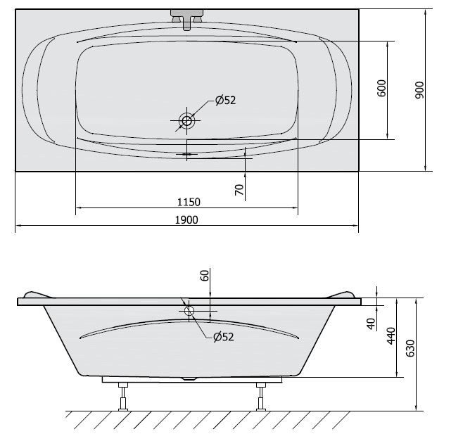 Polysan Garda wanna prostokątna 190x90 cm akryl biały 14111