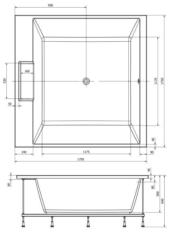 Polysan Came wanna kwadratowa 175x175 cm ze stelażem akryl biały 23611