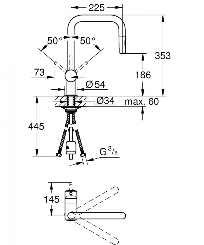 Grohe Minta bateria kuchenna zlewozmywakowa z wyciąganą wylewką szczotkowany grafit brushed hard graphite 32322AL2