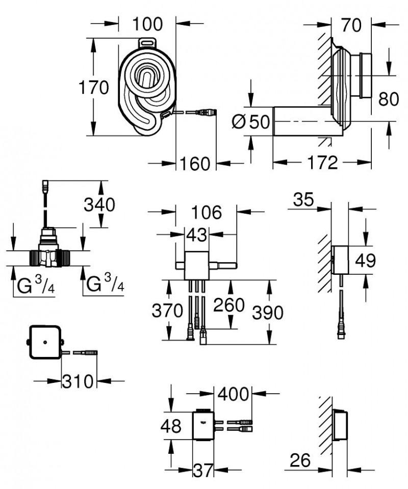 Grohe Syfon z czujnikiem temperatury do spłukiwania pisuaru sterowany przez Bluetooth 39369000