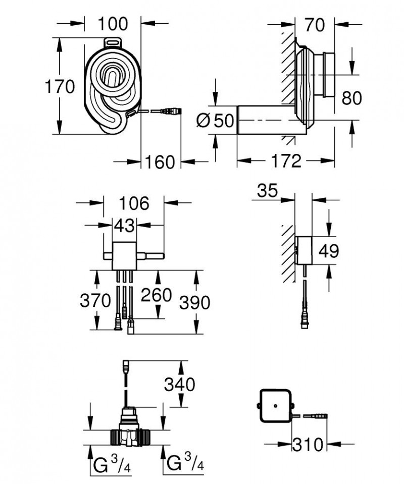 Grohe Syfon z czujnikiem temperatury do spłukiwania pisuaru 39368000