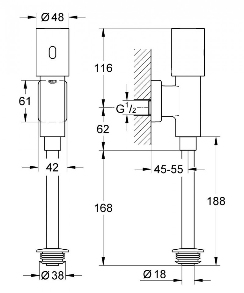 Grohe Tectron Rondo Elektronika na podczerwień do pisuaru chrom 37421000