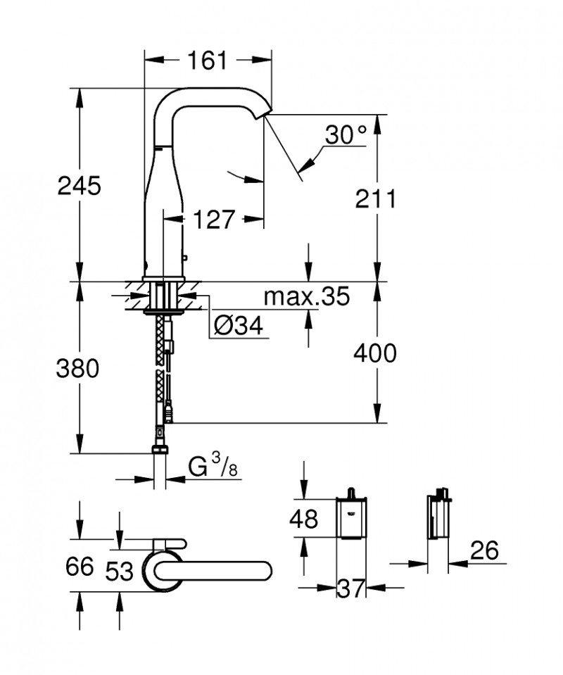 Grohe Essence E elektroniczna bateria umywalkowa chrom 36445000