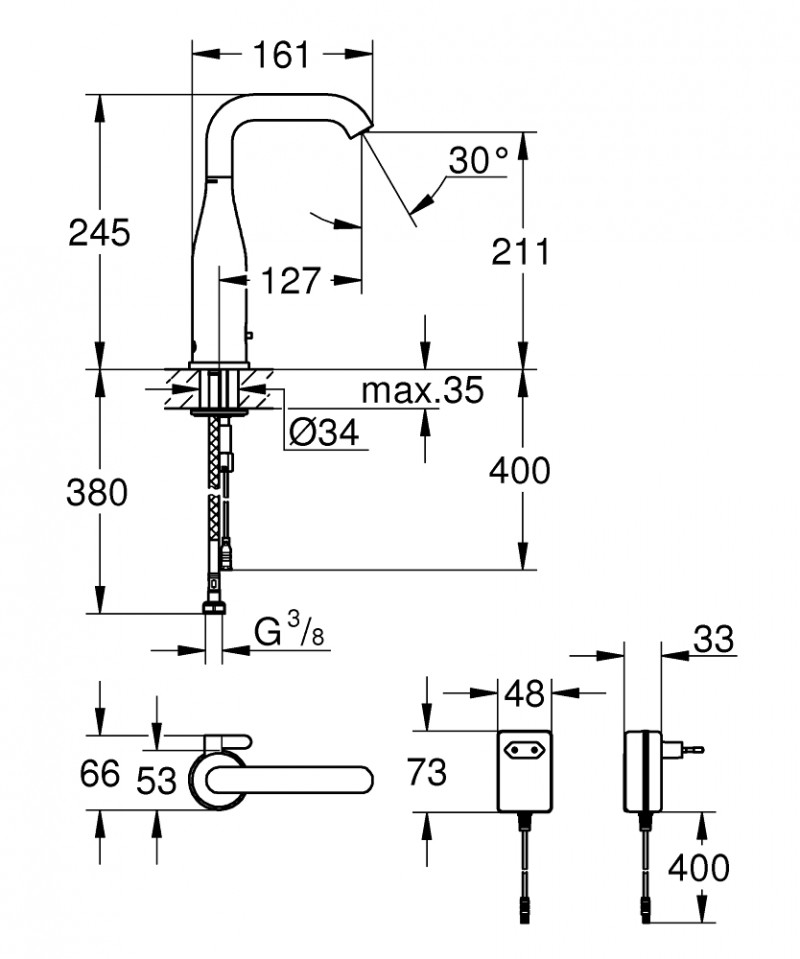 Grohe Essence E elektroniczna bateria umywalkowa chrom 36444000