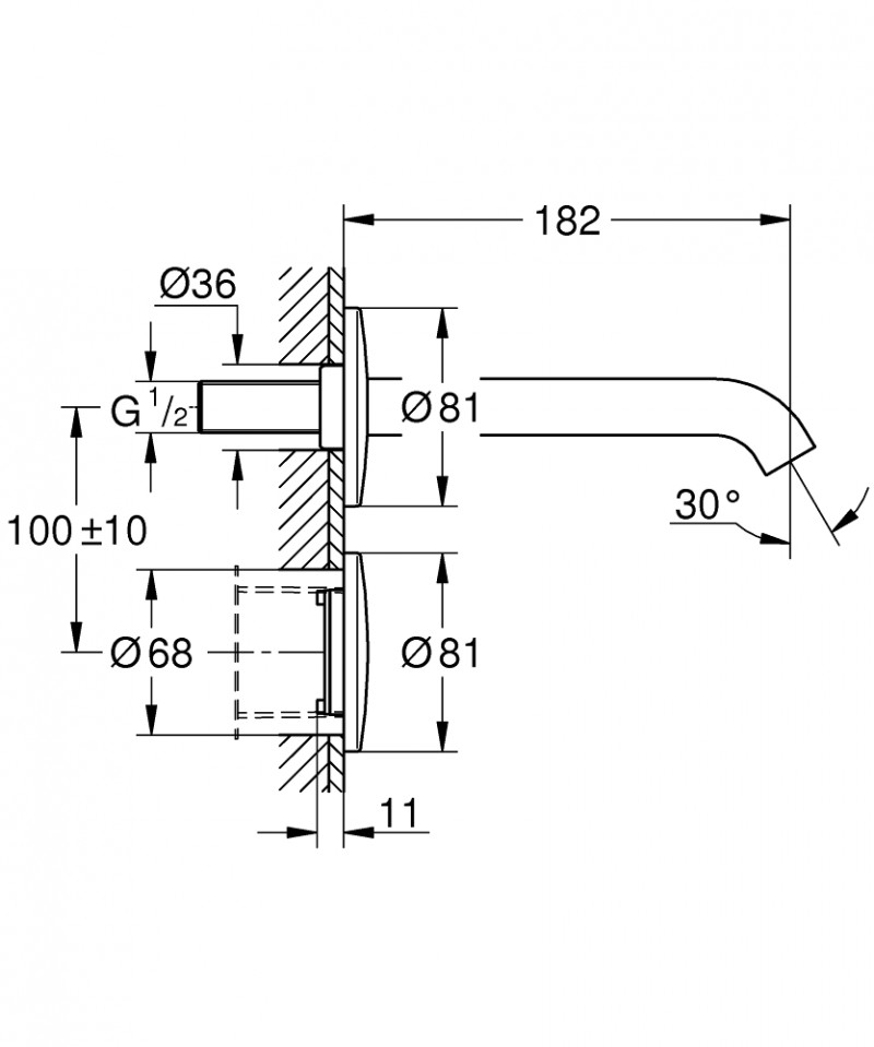 Grohe Essence E elektroniczna bateria umywalkowa podtynkowa bez mieszacza chrom 36447000