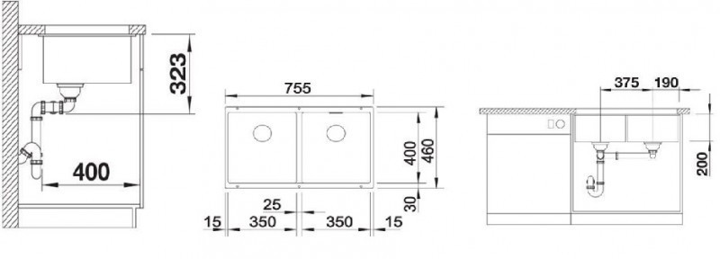 Blanco Subline 350/350-U Silgranit PuraDur II zlewozmywak granitowy 2 komory podwieszany kolor biały 523578