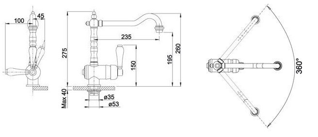 Blanco Tradon bateria zlewozmywakowa retro chrom 515990
