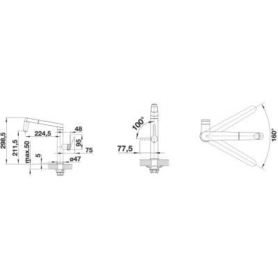 Blanco Panera-S bateria zlewozmywakowa z wyciąganą wylewką i przełącznikiem strumienia wody stal sczotkowana 521547